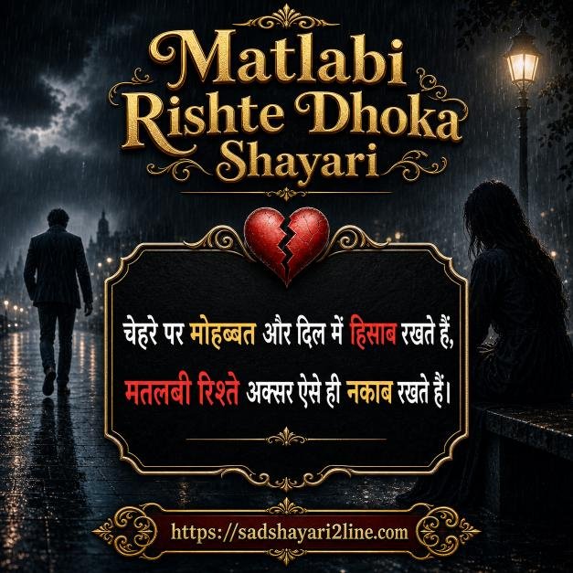मतलबी रिश्ते धोखा शायरी | Matlabi Rishte Dhoka Shayari in Hindi
