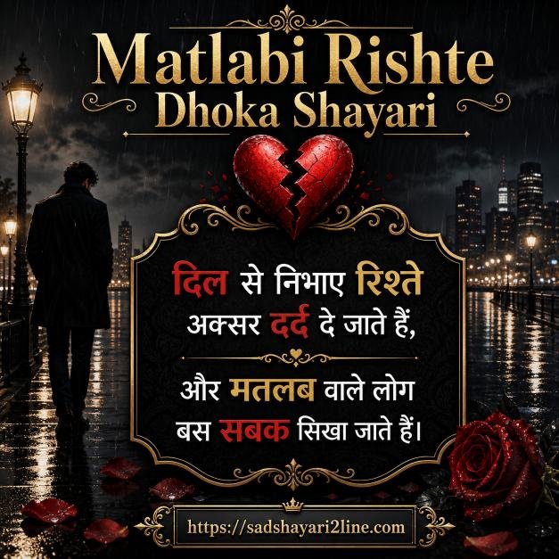 मतलबी रिश्ते धोखा शायरी | Matlabi Rishte Dhoka Shayari in Hindi