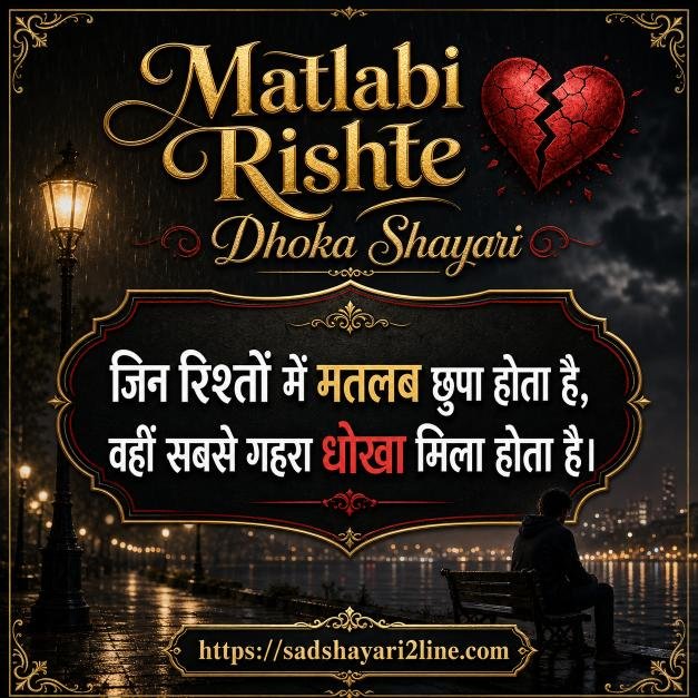 मतलबी रिश्ते धोखा शायरी | Matlabi Rishte Dhoka Shayari in Hindi