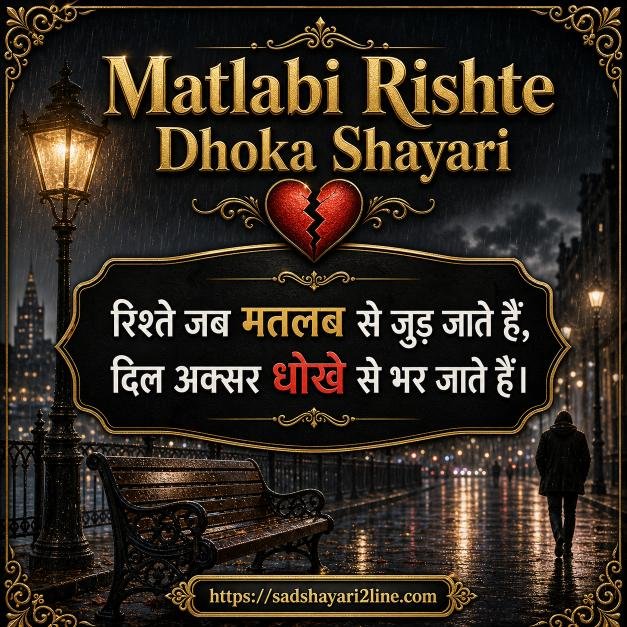 मतलबी रिश्ते धोखा शायरी | Matlabi Rishte Dhoka Shayari in Hindi