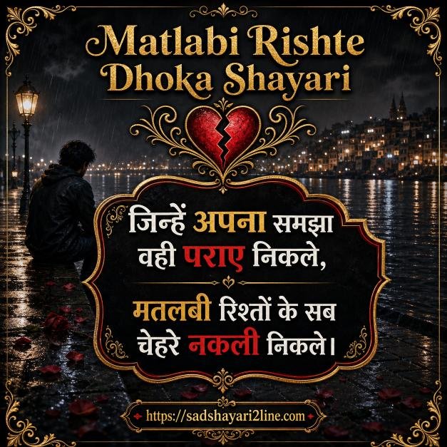 मतलबी रिश्ते धोखा शायरी | Matlabi Rishte Dhoka Shayari in Hindi
