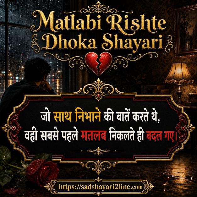 मतलबी रिश्ते धोखा शायरी | Matlabi Rishte Dhoka Shayari in Hindi