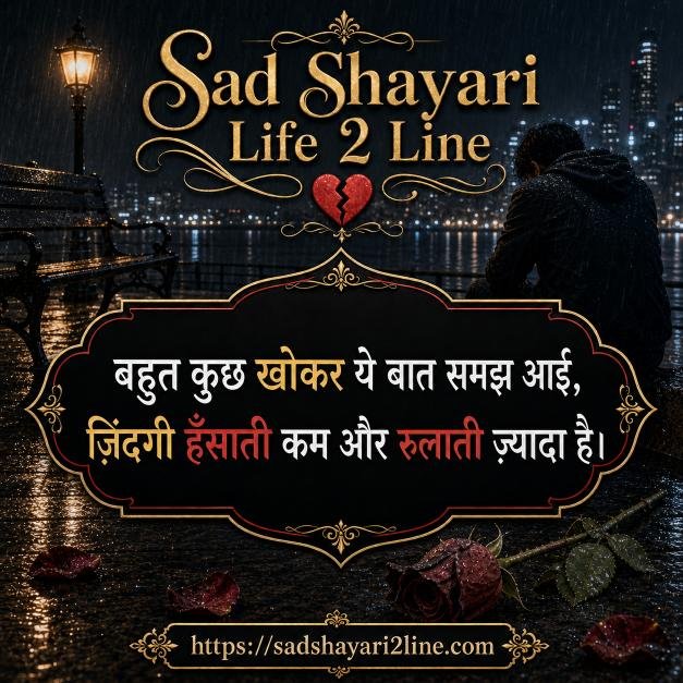 दो लाइन सैड शायरी | Sad Shayari Life 2 Line in Hindi😭
